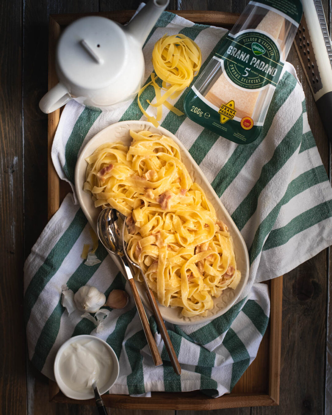 paste cu sos cremos parmezan si bacon
